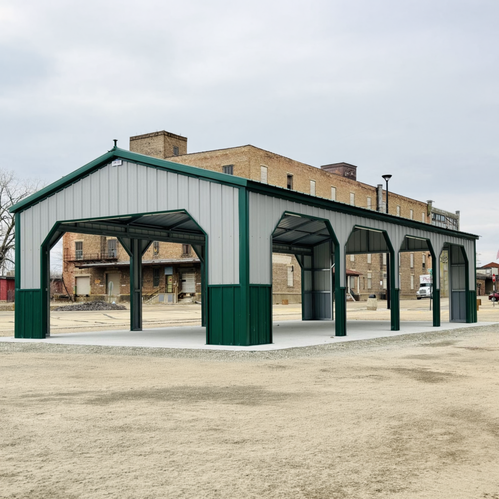 18x40x9 Vertical Multi-Car Carport